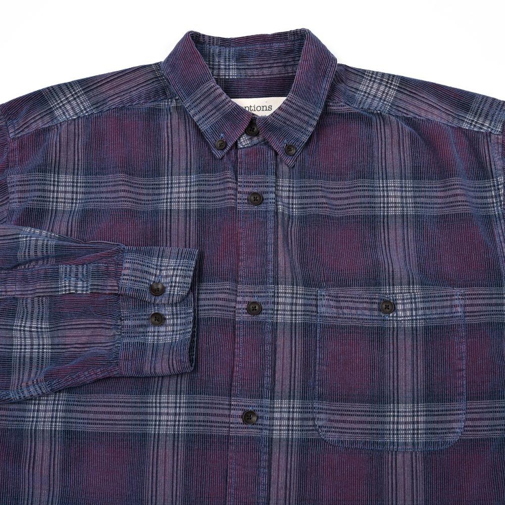 R-Options Shirt Men's L Corduroy Plaid Button Down Long Sleeve Casual Workwear